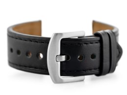 PASEK SKÓRZANY DO ZEGARKA W81 - CZARNY/CZARNA 22MM