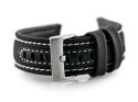 PASEK SKÓRZANY DO ZEGARKA W34 - PREMIUM - CZARNY/BIAŁE - 26MM