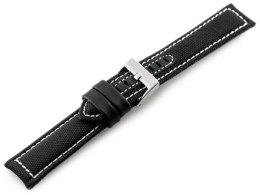 PASEK SKÓRZANY DO ZEGARKA W34 - PREMIUM - CZARNY/BIAŁE - 26MM