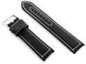 PASEK SKÓRZANY DO ZEGARKA W34 - PREMIUM - CZARNY/BIAŁE - 26MM