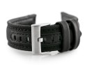 PASEK SKÓRZANY DO ZEGARKA W34 - PREMIUM - CZARNY/CZARNE - 26MM