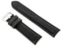 PASEK SKÓRZANY DO ZEGARKA W34 - PREMIUM - CZARNY/CZARNE - 26MM