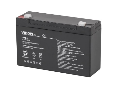 AKUMULATOR ŻELOWY VIPOW 6V 12AH AKUMULATOR ŻELOWY VIPOW 6V 12AH
