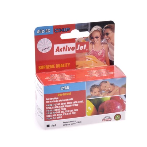 TUSZ ACTIVEJET DO DRUKARKI CANON (CLI-8C) CYJAN TUSZ ACTIVEJET DO DRUKARKI CANON (CLI-8C) CYJAN
