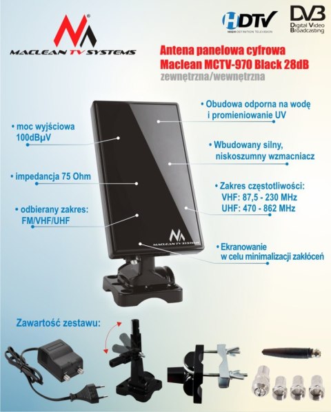 ANTENA TV DVB-T WEW-ZEW MCTV-970 BLACK ANTENA TV DVB-T WEW-ZEW MCTV-970 BLACK