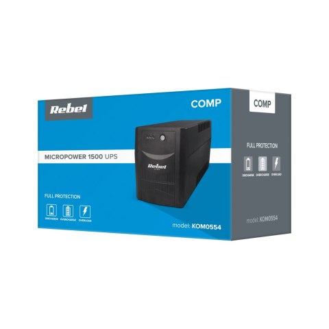 ZASILACZ AWARYJNY UPS REBEL MODEL MICRO POWER 1500 (OFFLINE, 1500 VA / 900 W, 230 V, 50 HZ) ZASILACZ AWARYJNY UPS REBEL MODEL MICRO POWER 1500 (OFFLINE, 1500 VA / 900 W, 230 V, 50 HZ)