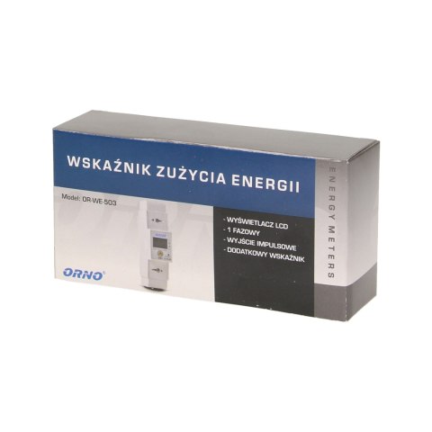 1-FAZOWY WSKAŹNIK ZUŻYCIA ENERGII ELEKTRYCZNEJ, 80A, DODATKOWY WSKAŹNIK, WYJŚCIE IM PULSOWE, PRZYCISK RESET, 2 MODUŁY, DIN TH-35M 1-FAZOWY WSKAŹNIK ZUŻYCIA ENERGII ELEKTRYCZNEJ, 80A, DODATKOWY WSKAŹNIK, WYJŚCIE IM PULSOWE, PRZYCISK RESET, 2 MODUŁY, DIN TH-35M