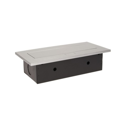 GNIAZDO MEBLOWE W PUSZCZANE W BLAT Z GRUBYM RANTEM, 2x2P+Z, 3 PORTY USB, SREBRNE GNIAZDO MEBLOWE W PUSZCZANE W BLAT Z GRUBYM RANTEM, 2x2P+Z, 3 PORTY USB, SREBRNE