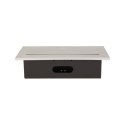 GNIAZDO MEBLOWE W PUSZCZANE W BLAT Z GRUBYM RANTEM, 2x2P+Z, 3  PORTY USB, SREBRNE