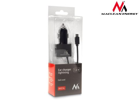 MCE76 37545 ŁADOWARKA SAMOCHODOWA 2xUSB, 5.2A, LIGHTNING S PIRALNY 1.8M MCE76 37545 ŁADOWARKA SAMOCHODOWA 2xUSB, 5.2A, LIGHTNING S PIRALNY 1.8M