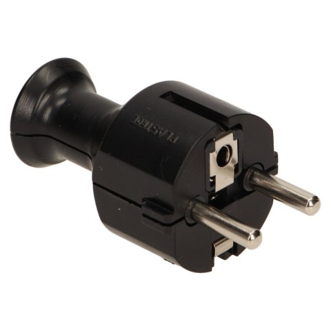 WTYCZKA PROSTA 2P+Z SCHUKO, CZARNA WTYCZKA PROSTA 2P+Z SCHUKO, CZARNA