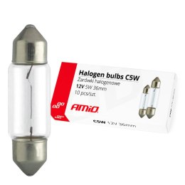 ŻARÓWKI HALOGENOWE C5W FESTOON 36MM 12V 10 SZT. AMIO-01486