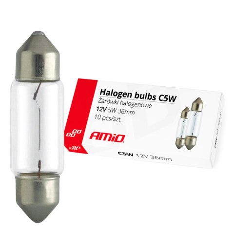 ŻARÓWKI HALOGENOWE C5W FESTOON 36MM 12V 10 SZT. AMIO-01486 ŻARÓWKI HALOGENOWE C5W FESTOON 36MM 12V 10 SZT. AMIO-01486