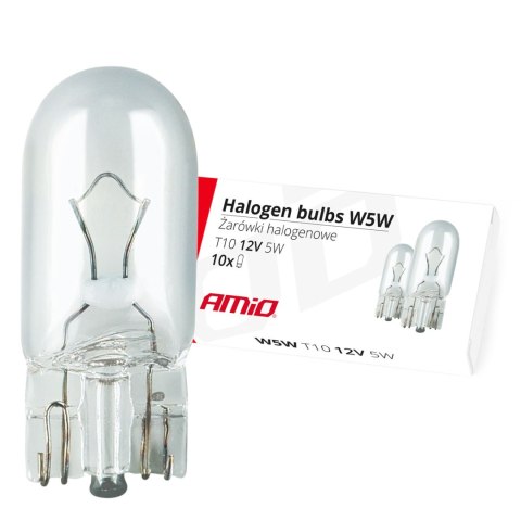 ŻARÓWKI HALOGENOWE W5W T10 5W W2.1x9.5D 12V 10SZT. (E8) AMIO-01483 ŻARÓWKI HALOGENOWE W5W T10 5W W2.1x9.5D 12V 10SZT. (E8) AMIO-01483