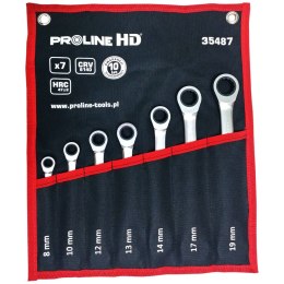 35487 KLUCZE OCZKOWO- PŁASKIE, GRZECHOTKA 7 ELEMENTÓW.(8-19MM),CV, PROLINEHD