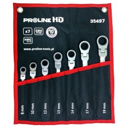 35497 KLUCZE OCZKOWO- PŁASKIE, GRZECHOTKA  PRZEGUB, 7SZTUK (8-19MM), CV, PROLINE HD