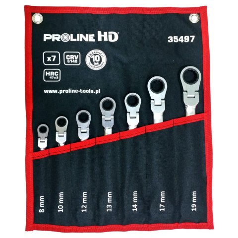 35497 KLUCZE OCZKOWO- PŁASKIE, GRZECHOTKA PRZEGUB, 7SZTUK (8-19MM), CV, PROLINE HD 35497 KLUCZE OCZKOWO- PŁASKIE, GRZECHOTKA PRZEGUB, 7SZTUK (8-19MM), CV, PROLINE HD