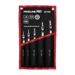 36105 KLUCZE  PRZEGUBOWE TORx CRV, ZESTAW 5 ELEMENTÓW., T15-T60, PROLINE