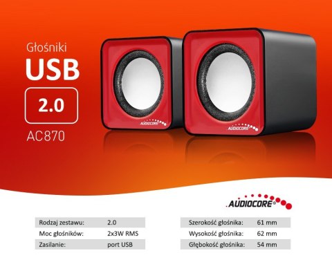 AC870 R 43397 GŁOŚNIKI KOM PUTEROWE 6W USB RED&BLACK AC870 R 43397 GŁOŚNIKI KOM PUTEROWE 6W USB RED&BLACK