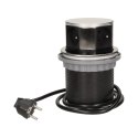 GNIAZDO MEBLOWE ?10CM WYSUWANE Z BLATU Z  PRZEWODEM 1,5M, 4x2P+Z, INOX