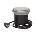 GNIAZDO MEBLOWE ?10CM WYSUWANE Z BLATU Z  PRZEWODEM 1,5M, 4x2P+Z, INOX