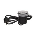 GNIAZDO MEBLOWE ?6CM W PUSZCZANE W BLAT Z  POKRYWKĄ, ŁADOWARKĄ USB I  PRZEWODEM 1,8M, 1x2P+Z, 1xUSB