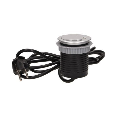 GNIAZDO MEBLOWE ?6CM W PUSZCZANE W BLAT Z POKRYWKĄ, ŁADOWARKĄ USB I PRZEWODEM 1,8M, 1x2P+Z, 1xUSB GNIAZDO MEBLOWE ?6CM W PUSZCZANE W BLAT Z POKRYWKĄ, ŁADOWARKĄ USB I PRZEWODEM 1,8M, 1x2P+Z, 1xUSB