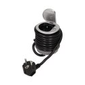 GNIAZDO MEBLOWE ?6CM W PUSZCZANE W BLAT Z  POKRYWKĄ, ŁADOWARKĄ USB I  PRZEWODEM 1,8M, 1x2P+Z, 1xUSB