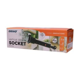 GNIAZDO MEBLOWE ?6CM WYSUWANE Z BLATU Z BLOKADĄ I  PRZEWODEM 1,8M, 3x2P+Z, INOX