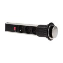 GNIAZDO MEBLOWE ?6CM WYSUWANE Z BLATU Z BLOKADĄ I  PRZEWODEM 1,8M, 3x2P+Z, INOX