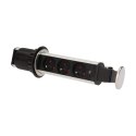 GNIAZDO MEBLOWE ?6CM WYSUWANE Z BLATU Z BLOKADĄ I  PRZEWODEM 1,8M, 3x2P+Z, INOX