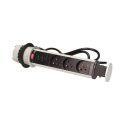 GNIAZDO MEBLOWE ?6CM WYSUWANE Z BLATU Z ŁADOWARKĄ USB, BLOKADĄ I  PRZEWODEM 1,8M, 3x2P+Z