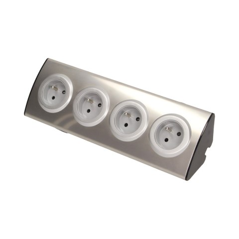 GNIAZDO MEBLOWE KUCHENNE 4x2P+Z, MONTAŻ NA RZE PY, INOX GNIAZDO MEBLOWE KUCHENNE 4x2P+Z, MONTAŻ NA RZE PY, INOX