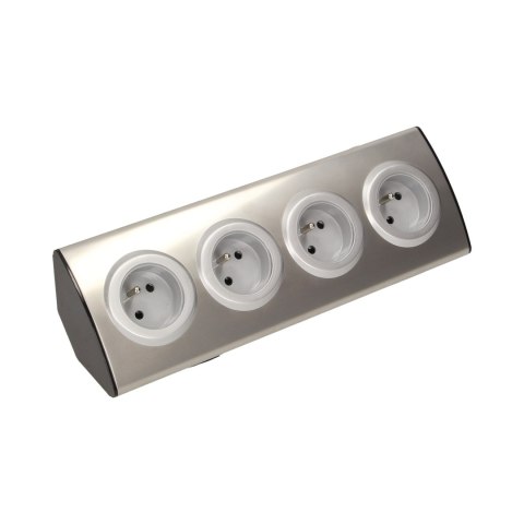 GNIAZDO MEBLOWE KUCHENNE 4x2P+Z, MONTAŻ NA RZE PY, INOX GNIAZDO MEBLOWE KUCHENNE 4x2P+Z, MONTAŻ NA RZE PY, INOX