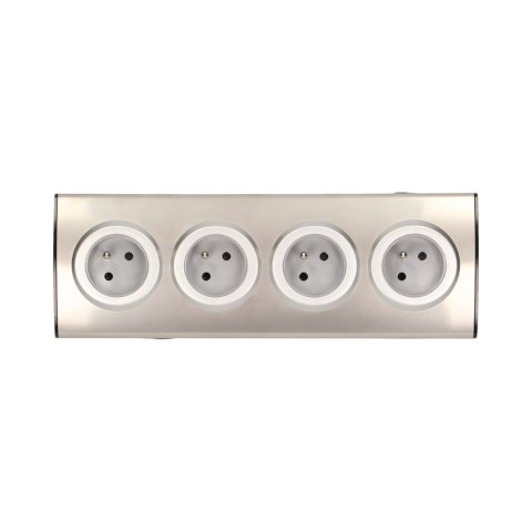 GNIAZDO MEBLOWE KUCHENNE 4x2P+Z, MONTAŻ NA RZE PY, INOX GNIAZDO MEBLOWE KUCHENNE 4x2P+Z, MONTAŻ NA RZE PY, INOX