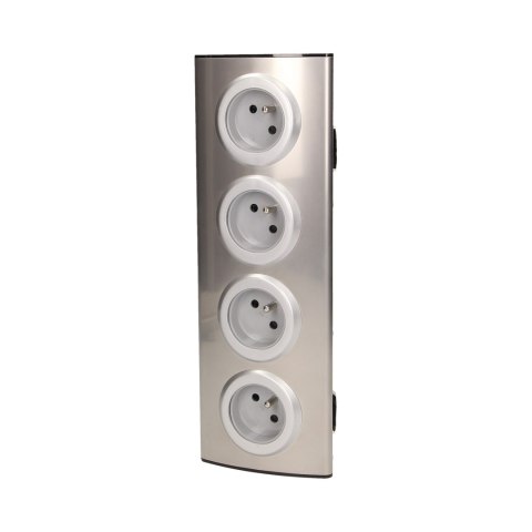 GNIAZDO MEBLOWE KUCHENNE 4x2P+Z, MONTAŻ NA RZE PY, INOX GNIAZDO MEBLOWE KUCHENNE 4x2P+Z, MONTAŻ NA RZE PY, INOX