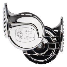 KLAKSON SYGNAŁ DŹWIĘKOWY CHROM 12V 2 SZTUKI CHR-01 AMIO-01715
