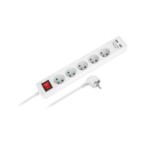 PRZEDŁUŻACZ SIECIOWY REBEL 5 GNIAZD + 2 GNIAZDA USB Z WYŁĄCZNIKIEM -1,5M