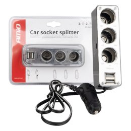 ROZGAŁĘŹNIK ROZGAŁĘZIACZ ZA PALNICZKI SOC3 3+1 USB AMIO-01706