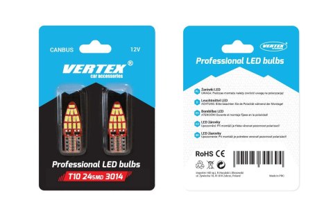 ŻARÓWKI LED CANBUS 24SMD 3014 T10E W5W BOCZNE WHITE 12V AMIO-01285 ŻARÓWKI LED CANBUS 24SMD 3014 T10E W5W BOCZNE WHITE 12V AMIO-01285