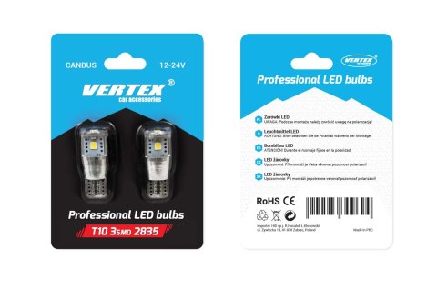 ŻARÓWKI LED CANBUS 3SMD 2835 T10E W5W ALU WHITE 12V 24V AMIO-01637 ŻARÓWKI LED CANBUS 3SMD 2835 T10E W5W ALU WHITE 12V 24V AMIO-01637