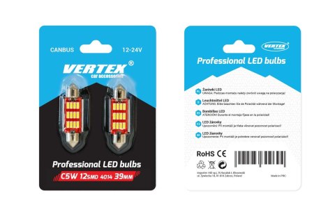 ŻARÓWKI LED CANBUS 4014 12SMD FESTOON C5W C10W C3W 39MM WHITE 12V 24V AMIO-01290 ŻARÓWKI LED CANBUS 4014 12SMD FESTOON C5W C10W C3W 39MM WHITE 12V 24V AMIO-01290