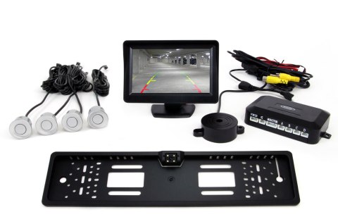 ZESTAW CZUJNIKÓW TFT01 4,3" Z KAMERĄ CAM-402 LED 4 SENSORY SREBRNE ZESTAW CZUJNIKÓW TFT01 4,3" Z KAMERĄ CAM-402 LED 4 SENSORY SREBRNE