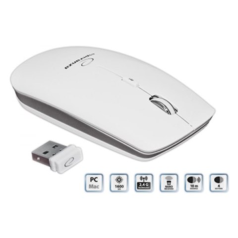 EM120W MYSZ BEZ PRZEWODOWA 2.4GHZ 4D O PTYCZNA USB SATURN BIAŁA EM120W MYSZ BEZ PRZEWODOWA 2.4GHZ 4D O PTYCZNA USB SATURN BIAŁA