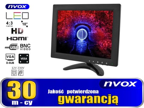 MONITOR LCD 10CALI CALI LED VGA HDMI AV USB BNC 12V 230V... (NVOX PC105VHB) MONITOR LCD 10CALI CALI LED VGA HDMI AV USB BNC 12V 230V... (NVOX PC105VHB)