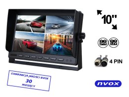 MONITOR SAMOCHODOWY LUB WOLNOSTOJĄCY LCD 10CALI CALI Z OBSŁUGA DO 4 KAMER 4PIN 12V 24V... (NVOX
