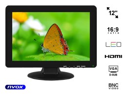 MONITOR SAMOCHODOWY LUB WOLNOSTOJĄCY LCD 12CALI CALI LED VGA HDMI 12V 230V... (NVOX PC1211 VGAH)