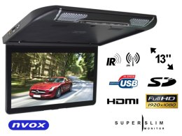 MONITOR SAMOCHODOWY  PODWIESZANY  PODSUFITOWY LCD 13CALI CALI HDMI USB SD... (NVOX VRF1343U BL)