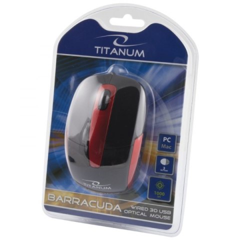 TM108K MYSZ PRZEWODOWA 3D O PTYCZNA USB BARRACUDA CZARNA TITANUM TM108K MYSZ PRZEWODOWA 3D O PTYCZNA USB BARRACUDA CZARNA TITANUM