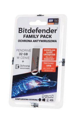 BITDEFENDER FAMILY PACK NA 1 ROK +  PENDRIVE 32GB